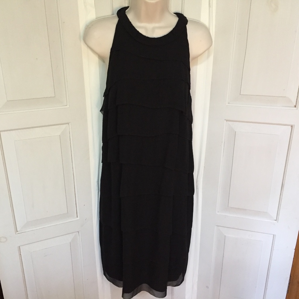 Vince Black Layered Silk Midi Dress